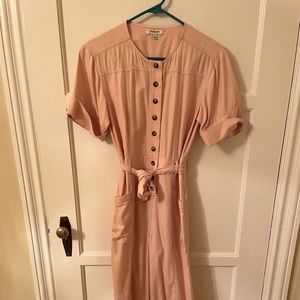 Madewell pink button up jumpsuit. Wide leg. Cropped. Size XS.
